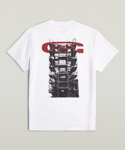 G-STAR（ジースター）の「Scaffolding Back Graphic T-Shirt/バックグラフィックフォトプリントTシャツ（Tシャツ/カットソー・メンズ・ダークブルー/ホワイト・LARGE/X-LARGE/MEDIUM/SMALL）」の9枚目の写真