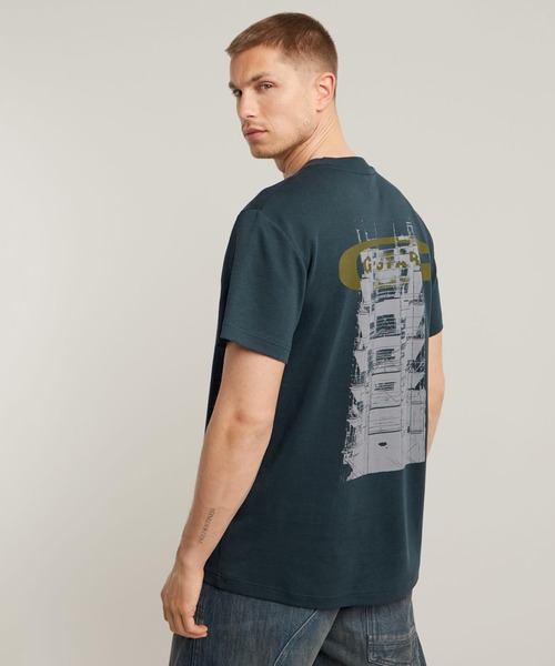 G-STAR（ジースター）の「Scaffolding Back Graphic T-Shirt/バックグラフィックフォトプリントTシャツ（Tシャツ/カットソー・メンズ・ダークブルー/ホワイト・LARGE/X-LARGE/MEDIUM/SMALL）」の10枚目の写真