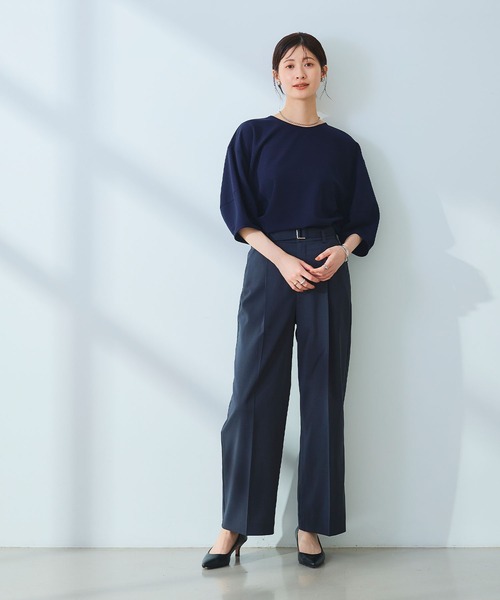 CROSS FUNCTION（クロスファンクション）の「《ストレッチ》サマ美え レース衿ジョーゼットバルーンスリーブトップス【CROSS FUNCTION/クロスファンクション】（Tシャツ/カットソー・レディース・オフホワイト/ネイビー・LL/L/M）」の20枚目の写真