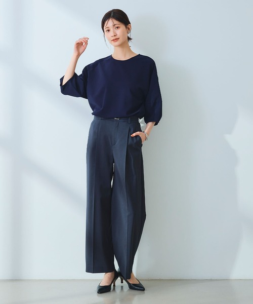 CROSS FUNCTION（クロスファンクション）の「《ストレッチ》サマ美え レース衿ジョーゼットバルーンスリーブトップス【CROSS FUNCTION/クロスファンクション】（Tシャツ/カットソー・レディース・オフホワイト/ネイビー・LL/L/M）」の22枚目の写真