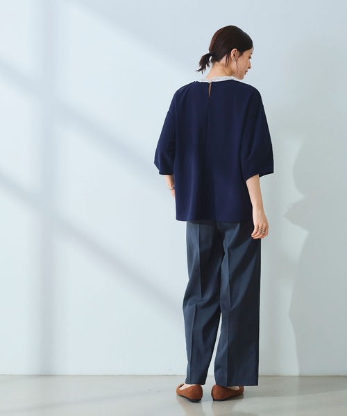 CROSS FUNCTION（クロスファンクション）の「《ストレッチ》サマ美え レース衿ジョーゼットバルーンスリーブトップス【CROSS FUNCTION/クロスファンクション】（Tシャツ/カットソー・レディース・オフホワイト/ネイビー・LL/L/M）」の15枚目の写真