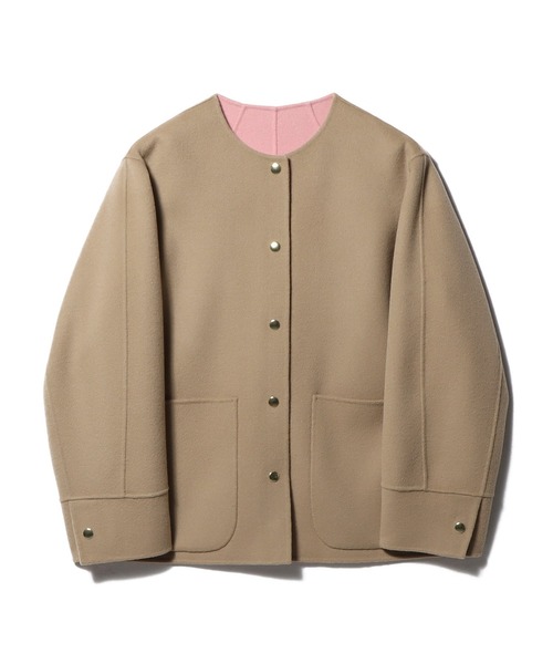 ESTNATION（エストネーション）の「ESTNATION / リバーシブル ショートコート（ノーカラーコート・レディース・キャメル/グレー・36/38）」の19枚目の写真