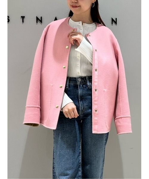 ESTNATION（エストネーション）の「ESTNATION / リバーシブル ショートコート（ノーカラーコート・レディース・キャメル/グレー・36/38）」の8枚目の写真