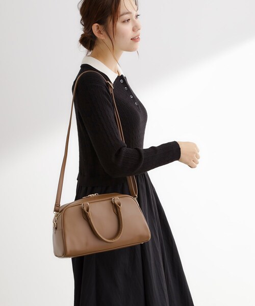 grove(グローブ)の「スクエアシック2WAYボストン(ボストンバッグ・レディース・ブラック/ブラウン系/ブラウン系その他・00)」の8枚目の写真