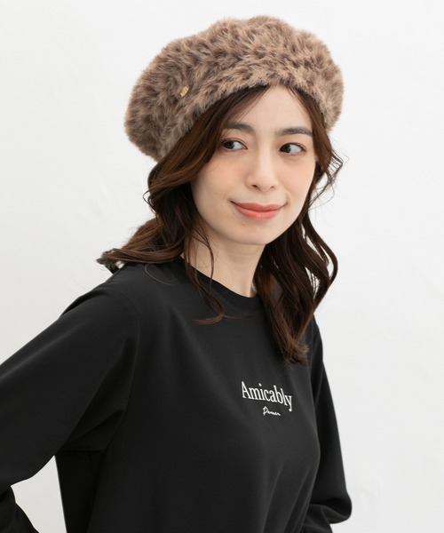 Honeys（ハニーズ）の「シャギーベレー帽（ハンチング/ベレー帽・レディース・モカ/グレー/アイボリー/レオパード・FREE）」の4枚目の写真