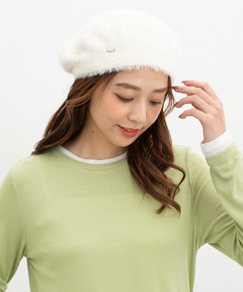 Honeys（ハニーズ）の「シャギーベレー帽（ハンチング/ベレー帽・レディース・モカ/グレー/アイボリー/レオパード・FREE）」の2枚目の写真