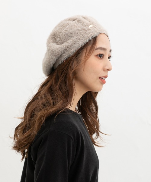 Honeys（ハニーズ）の「シャギーベレー帽（ハンチング/ベレー帽・レディース・モカ/グレー/アイボリー/レオパード・FREE）」の3枚目の写真