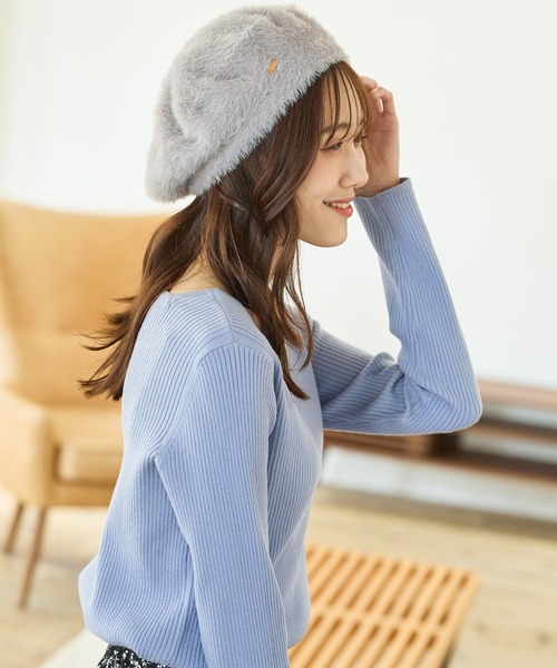 Honeys（ハニーズ）の「シャギーベレー帽（ハンチング/ベレー帽・レディース・モカ/グレー/アイボリー/レオパード・FREE）」の8枚目の写真