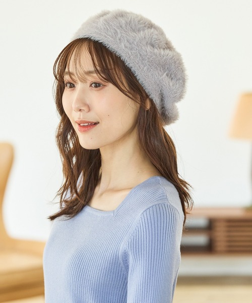 Honeys（ハニーズ）の「シャギーベレー帽（ハンチング/ベレー帽・レディース・モカ/グレー/アイボリー/レオパード・FREE）」の11枚目の写真