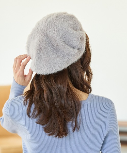 Honeys（ハニーズ）の「シャギーベレー帽（ハンチング/ベレー帽・レディース・モカ/グレー/アイボリー/レオパード・FREE）」の12枚目の写真