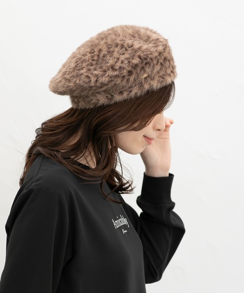 Honeys（ハニーズ）の「シャギーベレー帽（ハンチング/ベレー帽・レディース・モカ/グレー/アイボリー/レオパード・FREE）」の14枚目の写真