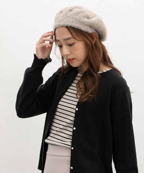 Honeys（ハニーズ）の「シャギーベレー帽（ハンチング/ベレー帽・レディース・モカ/グレー/アイボリー/レオパード・FREE）」の16枚目の写真