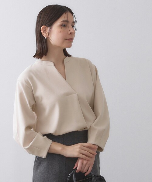 OPAQUE.CLIP（オペークドットクリップ）の「スキッパートップス【吸水速乾/UVケア/洗濯機OK】（Tシャツ/カットソー・レディース・ホワイト/ブラック/ネイビー/ライトベージュ・36/40/42/38）」の3枚目の写真