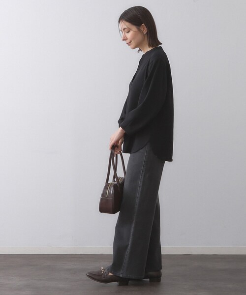 OPAQUE.CLIP（オペークドットクリップ）の「スキッパートップス【吸水速乾/UVケア/洗濯機OK】（Tシャツ/カットソー・レディース・ホワイト/ブラック/ネイビー/ライトベージュ・36/40/42/38）」の6枚目の写真