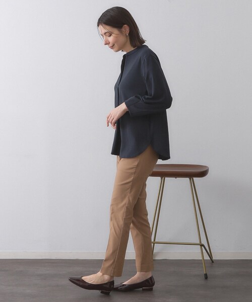 OPAQUE.CLIP（オペークドットクリップ）の「スキッパートップス【吸水速乾/UVケア/洗濯機OK】（Tシャツ/カットソー・レディース・ホワイト/ブラック/ネイビー/ライトベージュ・36/40/42/38）」の10枚目の写真