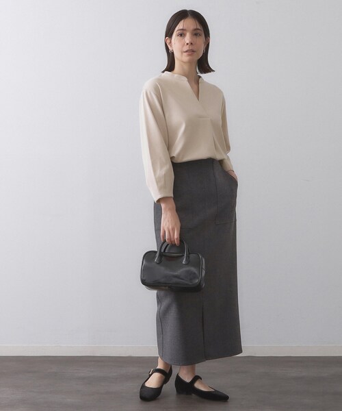 OPAQUE.CLIP（オペークドットクリップ）の「スキッパートップス【吸水速乾/UVケア/洗濯機OK】（Tシャツ/カットソー・レディース・ホワイト/ブラック/ネイビー/ライトベージュ・36/40/42/38）」の13枚目の写真