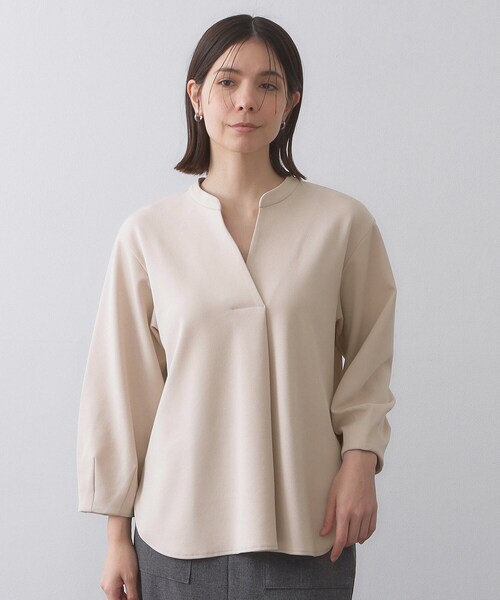 OPAQUE.CLIP（オペークドットクリップ）の「スキッパートップス【吸水速乾/UVケア/洗濯機OK】（Tシャツ/カットソー・レディース・ホワイト/ブラック/ネイビー/ライトベージュ・36/40/42/38）」の16枚目の写真