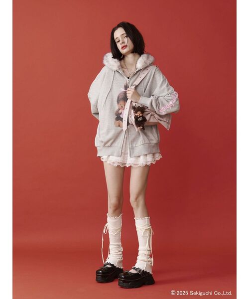 モンチッチ jouetie コラボ ファードッキングZIPフーディ パーカー monchhichi×jouetie】ファードッキングZIPフーディ（パーカー