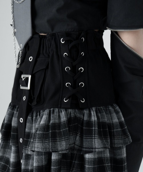 LAZYSLAY（レイジースレイ）の「ベルトポケットフリルスカート（スカート・レディース・ブラック/ブラック系その他・FREE）」の7枚目の写真