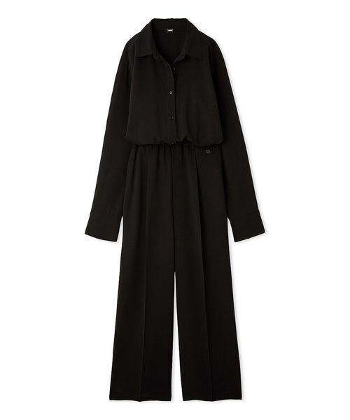 Mila Owen（ミラオーウェン）の「ウエストゴムシャツオールインワン（つなぎ/オールインワン・レディース・ベージュ/インディゴブルー/ブラック・0/1）」の2枚目の写真