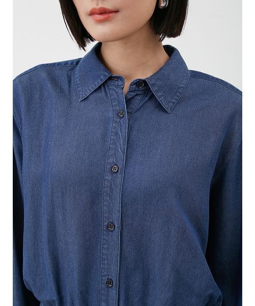 Mila Owen（ミラオーウェン）の「ウエストゴムシャツオールインワン（つなぎ/オールインワン・レディース・ベージュ/インディゴブルー/ブラック・0/1）」の8枚目の写真