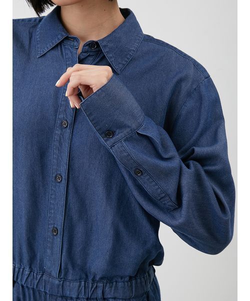 セール】ウエストゴムシャツオールインワン（つなぎ/オールインワン