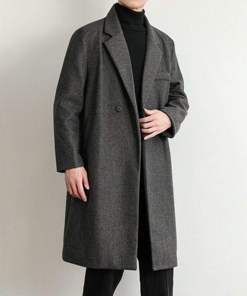 aimoha（アイモハ）の「クラッシックチェスターコート/Classic Chester Coat (AW)（チェスターコート・メンズ・ブラック/ダークグレー・MEDIUM/LARGE）」の7枚目の写真