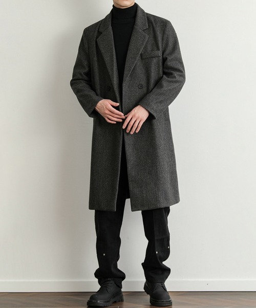 aimoha（アイモハ）の「クラッシックチェスターコート/Classic Chester Coat (AW)（チェスターコート・メンズ・ブラック/ダークグレー・MEDIUM/LARGE）」の3枚目の写真
