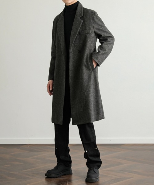 aimoha（アイモハ）の「クラッシックチェスターコート/Classic Chester Coat (AW)（チェスターコート・メンズ・ブラック/ダークグレー・MEDIUM/LARGE）」の5枚目の写真
