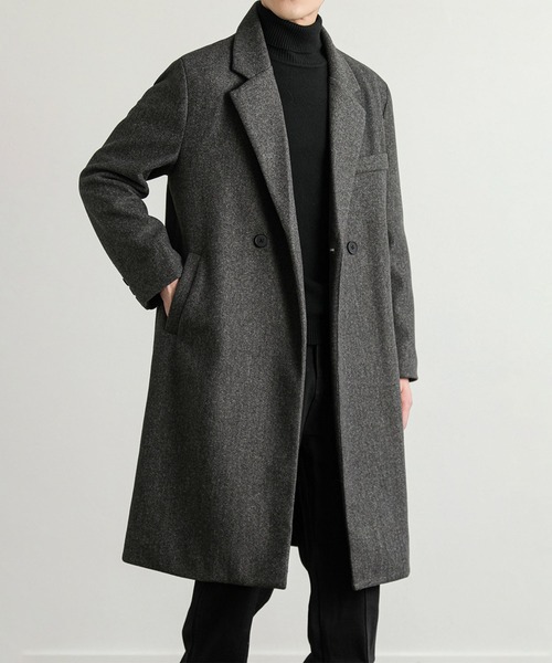 aimoha（アイモハ）の「クラッシックチェスターコート/Classic Chester Coat (AW)（チェスターコート・メンズ・ブラック/ダークグレー・MEDIUM/LARGE）」の8枚目の写真