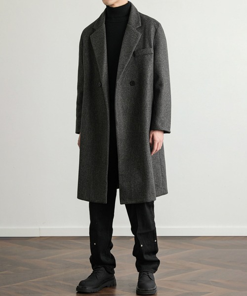 aimoha（アイモハ）の「クラッシックチェスターコート/Classic Chester Coat (AW)（チェスターコート・メンズ・ブラック/ダークグレー・MEDIUM/LARGE）」の10枚目の写真