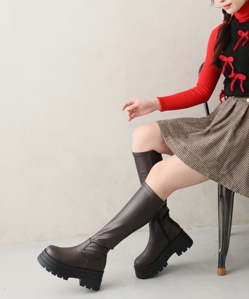 DEMETER(デメテル)の「厚底 トリプルソール ストレッチ ロングブーツ(ブーツ・レディース・ブラウン/ブラック・LL/L/M/S)」の8枚目の写真