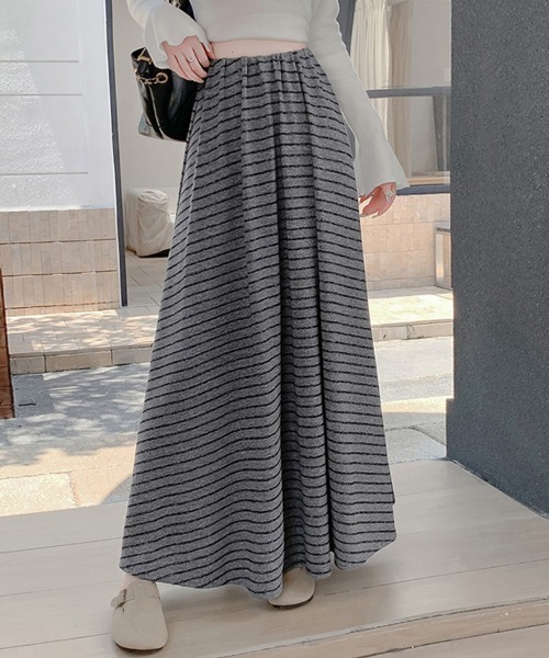 ReRe（リリ）の「ストライプ柄 Aラインスカート（スカート・レディース・ダークグレー/ライトグレー・MEDIUM）」の3枚目の写真