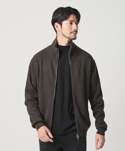 BEAUTY&YOUTH UNITED ARROWS（ビューティーアンドユースユナイテッドアローズ）の「【WEB限定 WARDROBE SMART】ウォッシャブル ドライバーズジャケット（カーディガン/ボレロ・メンズ・ダークグレー/ダークブラウン/ブラック・S/M/L/XL）」の3枚目の写真