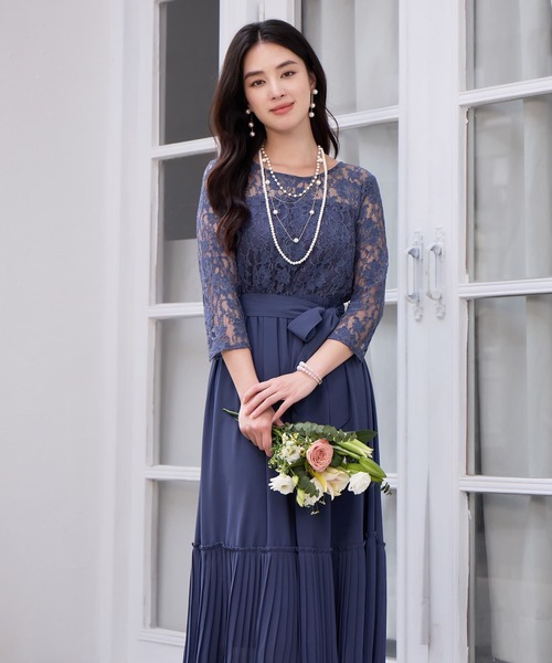 DRESS PLUS(ドレスプラス)の「レース×プリーツのパーティーワンピース(ドレス・レディース・ブルーグレー/ブラック/ラベンダー/ネイビー/コバルトブルー・S/M/L/XL/XXL)」の10枚目の写真