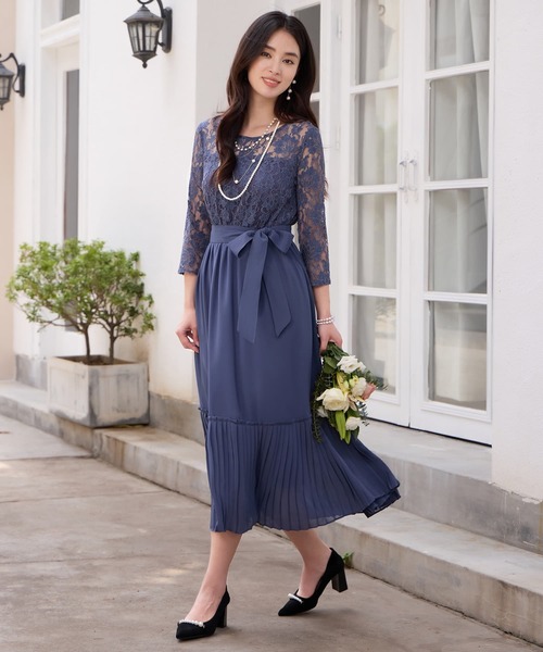 DRESS PLUS(ドレスプラス)の「レース×プリーツのパーティーワンピース(ドレス・レディース・ブルーグレー/ブラック/ラベンダー/ネイビー/コバルトブルー・S/M/L/XL/XXL)」の11枚目の写真