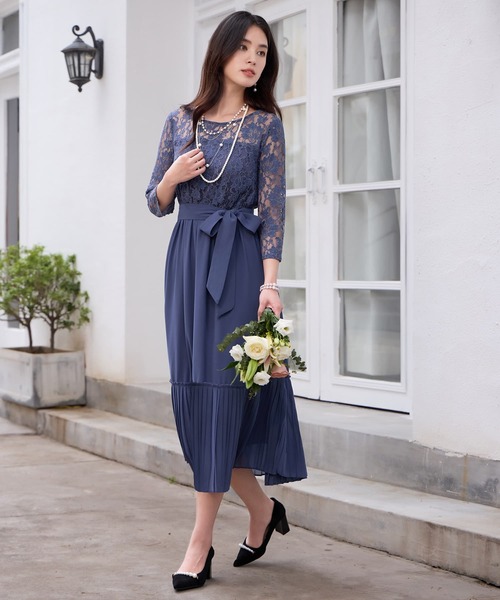 DRESS PLUS(ドレスプラス)の「レース×プリーツのパーティーワンピース(ドレス・レディース・ブルーグレー/ブラック/ラベンダー/ネイビー/コバルトブルー・S/M/L/XL/XXL)」の13枚目の写真