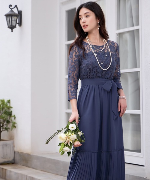 DRESS PLUS(ドレスプラス)の「レース×プリーツのパーティーワンピース(ドレス・レディース・ブルーグレー/ブラック/ラベンダー/ネイビー/コバルトブルー・S/M/L/XL/XXL)」の16枚目の写真