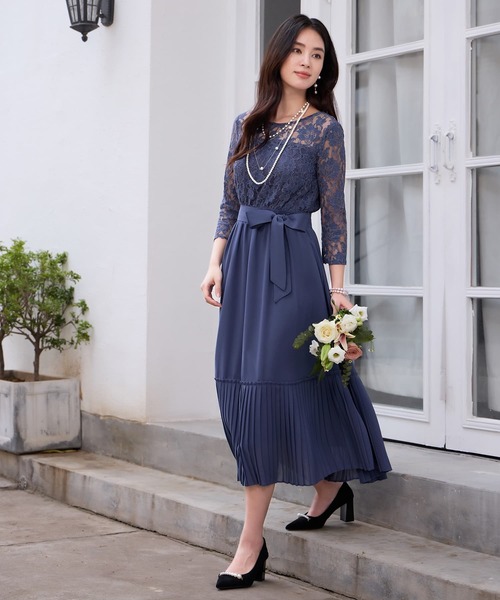 DRESS PLUS(ドレスプラス)の「レース×プリーツのパーティーワンピース(ドレス・レディース・ブルーグレー/ブラック/ラベンダー/ネイビー/コバルトブルー・S/M/L/XL/XXL)」の18枚目の写真