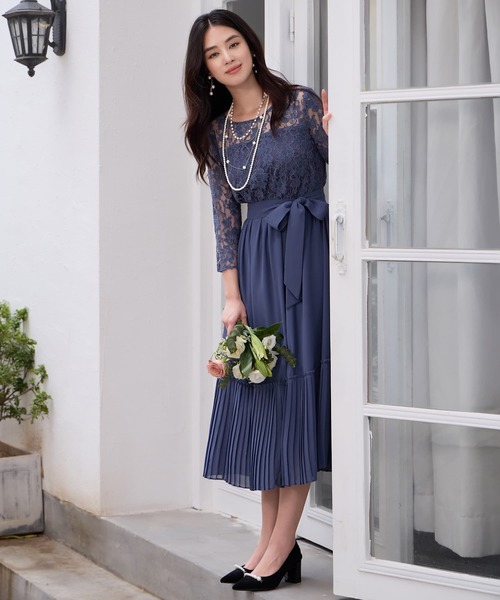 DRESS PLUS(ドレスプラス)の「レース×プリーツのパーティーワンピース(ドレス・レディース・ブルーグレー/ブラック/ラベンダー/ネイビー/コバルトブルー・S/M/L/XL/XXL)」の19枚目の写真