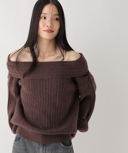 Heather（ヘザー）の「ランダムリブオフショルニット　598395（ニット/セーター・レディース・アイボリー/グレー/ブラウン・FREE）」の18枚目の写真