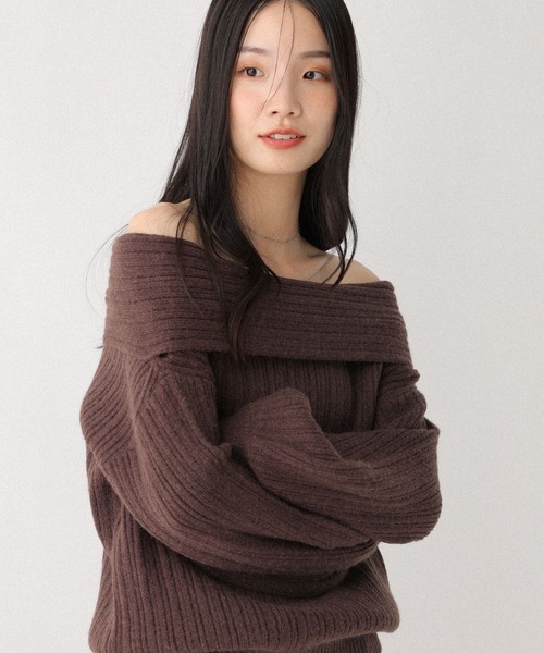 Heather（ヘザー）の「ランダムリブオフショルニット　598395（ニット/セーター・レディース・アイボリー/グレー/ブラウン・FREE）」の19枚目の写真