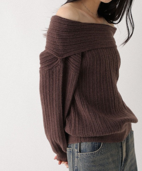 Heather（ヘザー）の「ランダムリブオフショルニット　598395（ニット/セーター・レディース・アイボリー/グレー/ブラウン・FREE）」の21枚目の写真