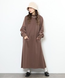 EGLANTINE リブ使い 袖レースワンピース
