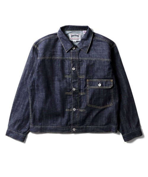 HOUSTON（ヒューストン）の「HOUSTON ヒューストン US COTTON DENIM SHIRT JACKET USコットン デニムシャツジャケット（デニムジャケット・メンズ・ワンウォッシュ/インディゴブルー/ライトインディゴブルー・38/40/42）」の3枚目の写真