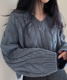 NANEA | クロップド丈ケーブル編みニットプルオーバー(ニット/セーター)