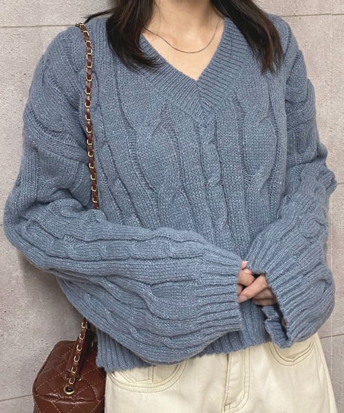 NANEA（ナネア）の「クロップド丈ケーブル編みニットプルオーバー（ニット/セーター・レディース・グレー/アイボリー/ブラック・フリー）」の17枚目の写真