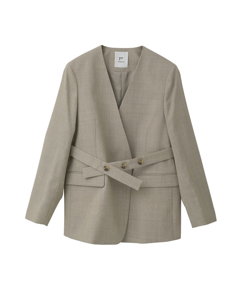 1er Arrondissement ノーカラージャケット　38サイズ セール】クリアーウールノーカラージャケット（その他アウター）｜1er