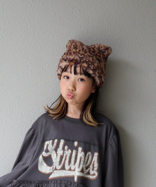 CIAOPANIC TYPY（チャオパニックティピー）の「【KIDS】ねこ耳ファー帽子（ニットキャップ/ビーニー・キッズ・グレー/ブラウン/ブラック/オフホワイト・ONE SIZE）」の21枚目の写真