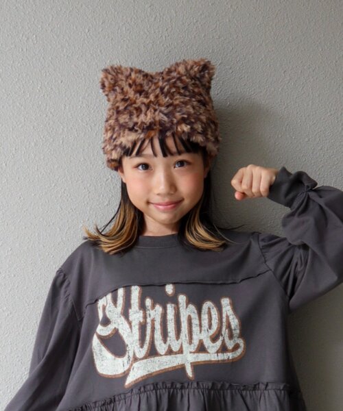 CIAOPANIC TYPY（チャオパニックティピー）の「【KIDS】ねこ耳ファー帽子（ニットキャップ/ビーニー・キッズ・グレー/ブラウン/ブラック/オフホワイト・ONE SIZE）」の20枚目の写真